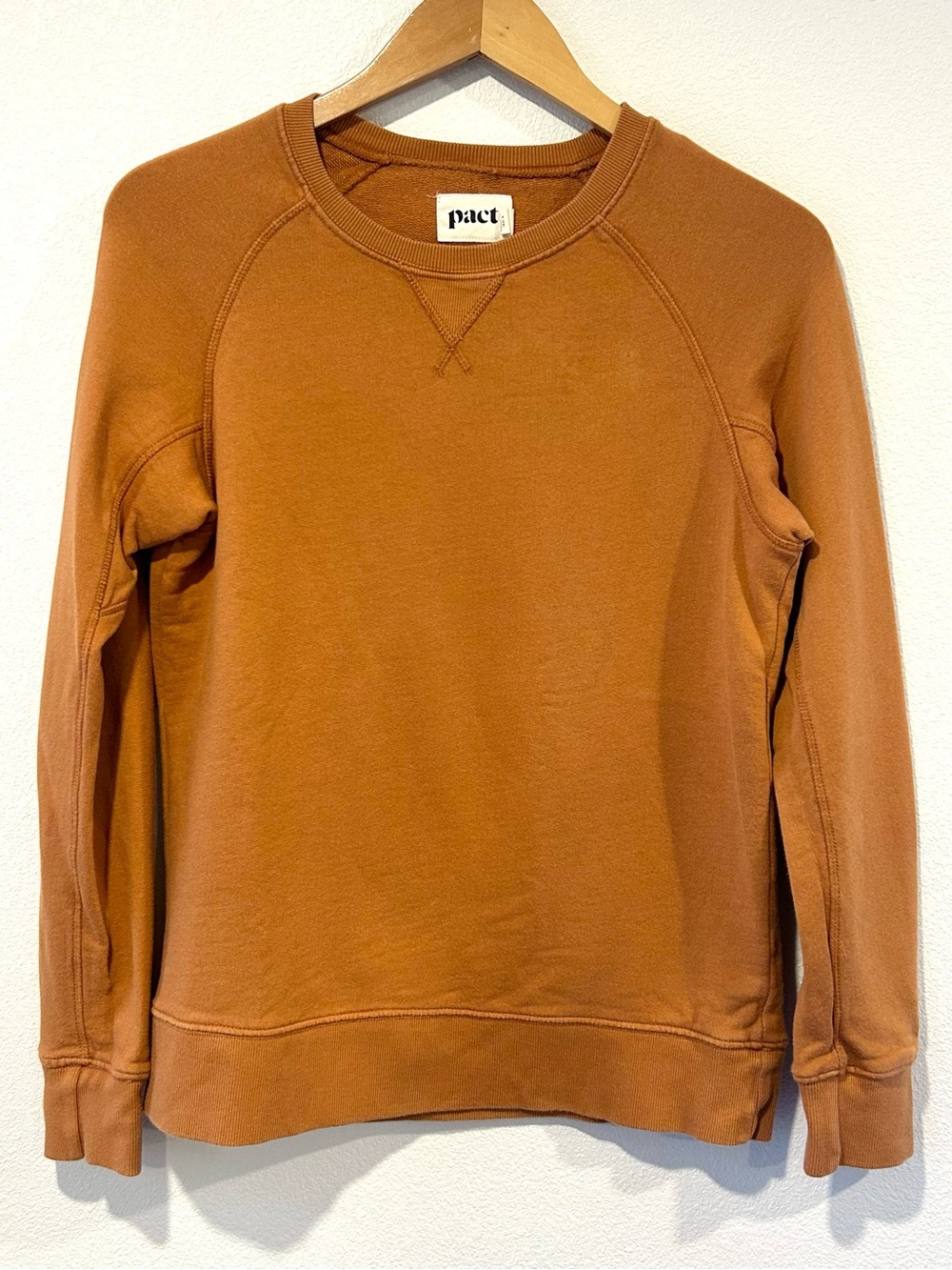 Pact Cloudcalm Camel Crewneck Sweatshirt 100% Organic Cotton Loungewear Size S